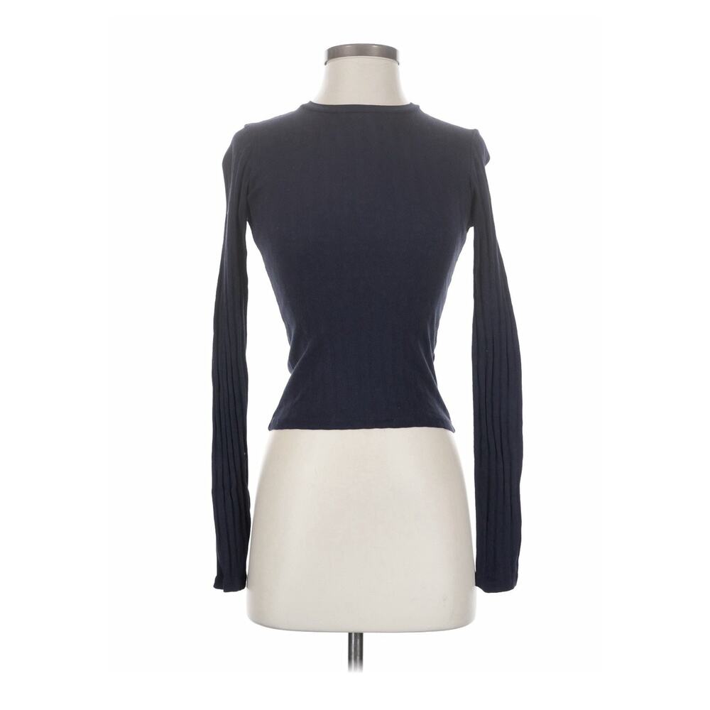 Rlt Long Sleeve Ribbed Black Top USA Cotton XS